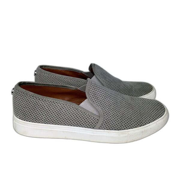 Steve Madden Zarayy Perforated Faux Suede Slip on Sneakers Flats Grey Womens 8.5 - Picture 1 of 10